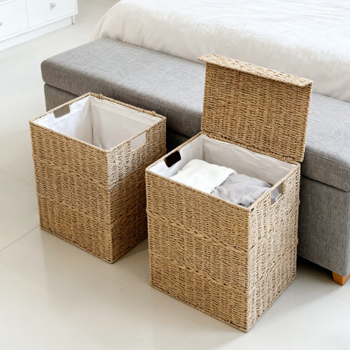 High-quality laundry basket with lid and handles Bowlift