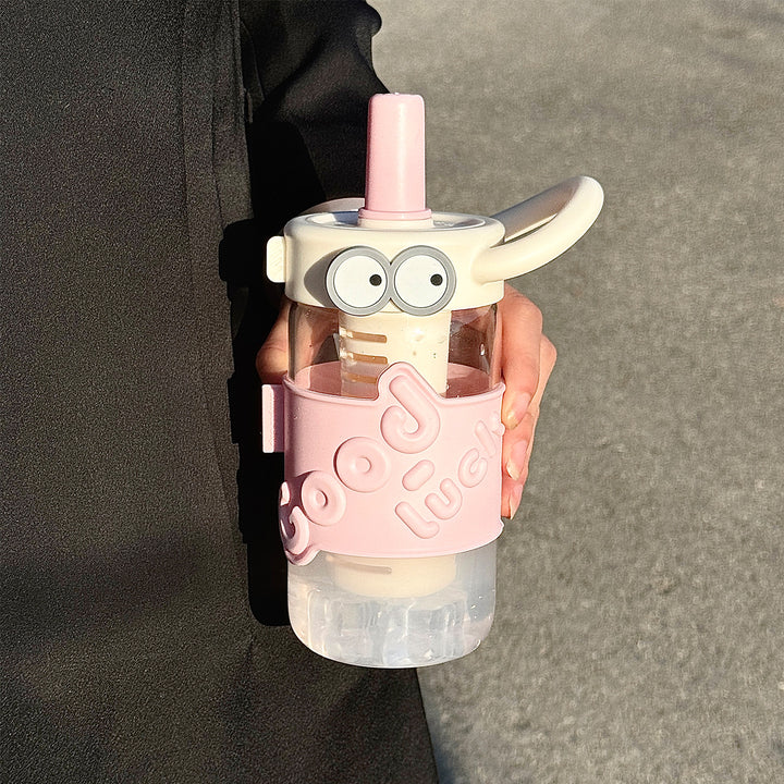 Women's water bottle with interactive straw and emotion Bowlift