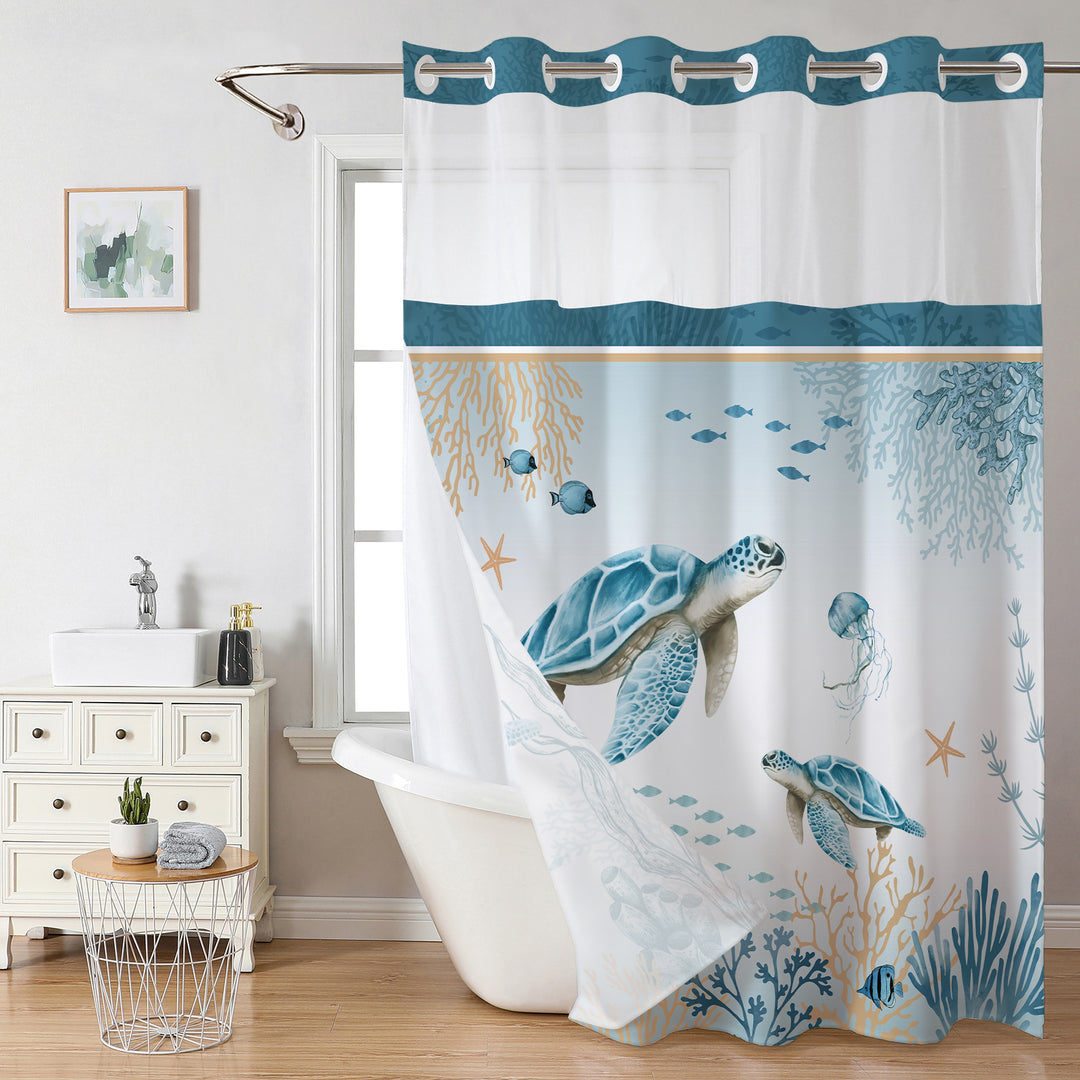 Ocean-Themed Shower Curtain Bowlift