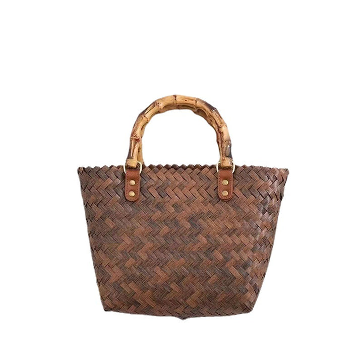 Handcrafted basket bag with bamboo handles Bowlift