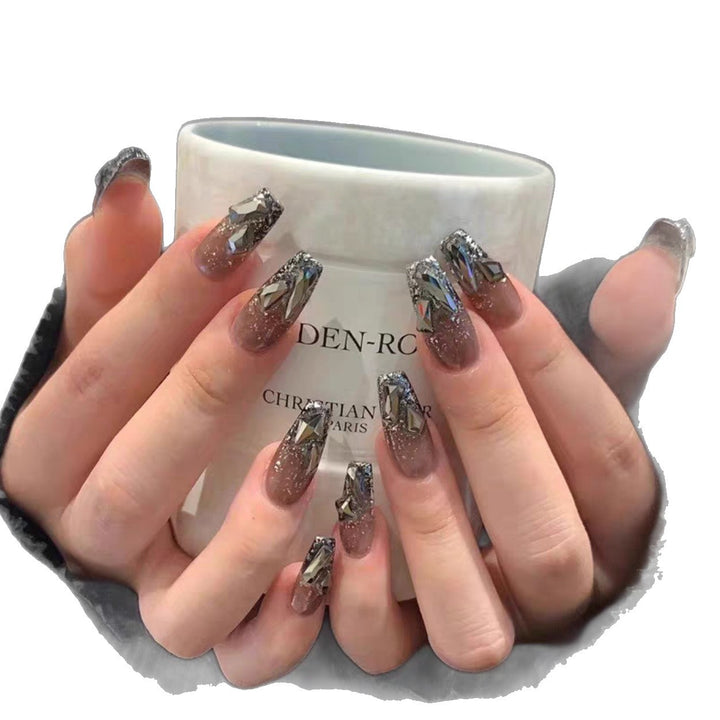 Glamorous Crystal-Embellished Press-On Nail Set Bowlift 1787395125