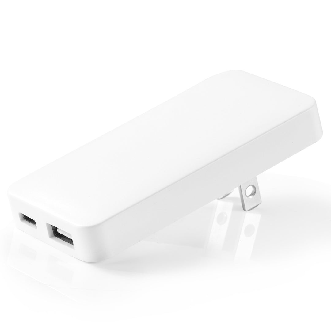 Compact dual-port USB wall charger with foldable plug Bowlift