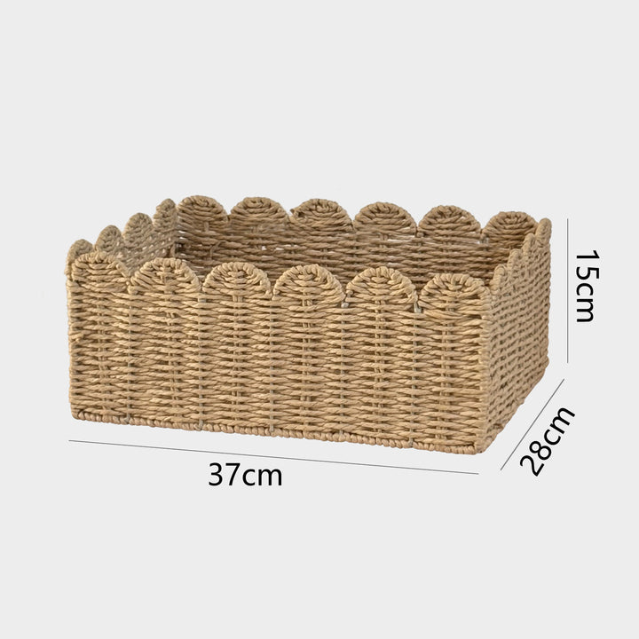 Handcrafted storage basket with playful wave edge Bowlift
