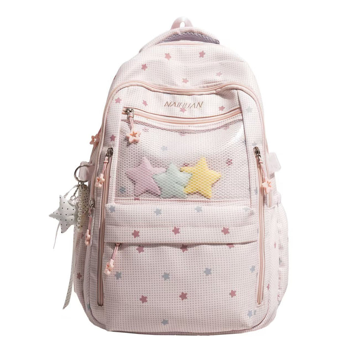 Star-Motif Multi-Pocket Backpack Bowlift