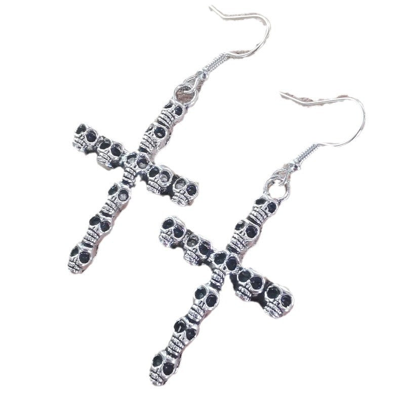 Gothic Skull Cross Earrings Bowlift