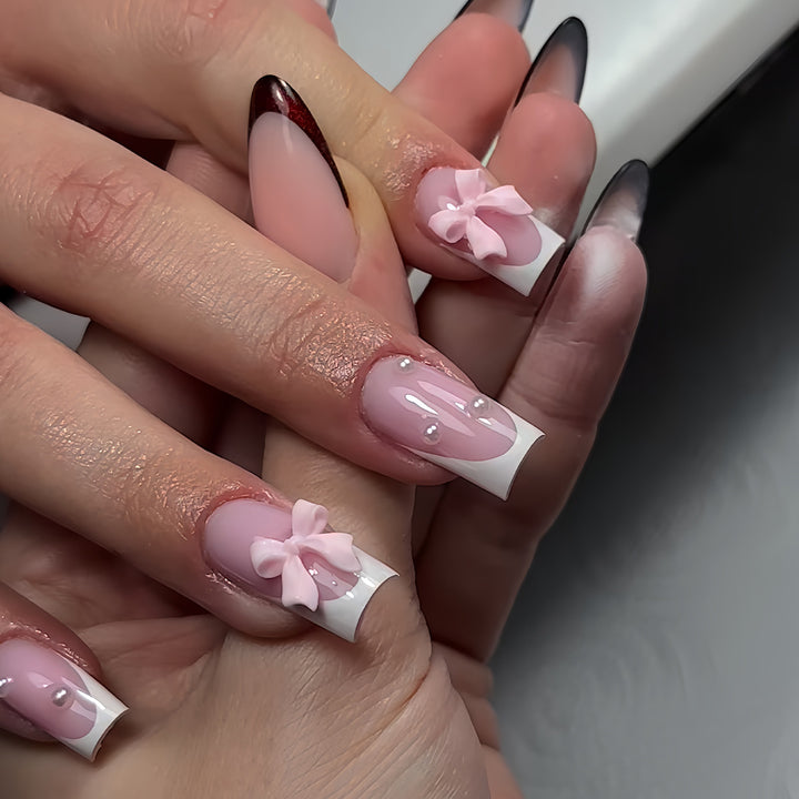 Decorative Press-On Nail Art with Bow Details Bowlift