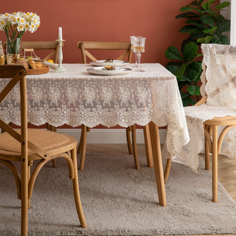 Lace Overlay Tablecloth