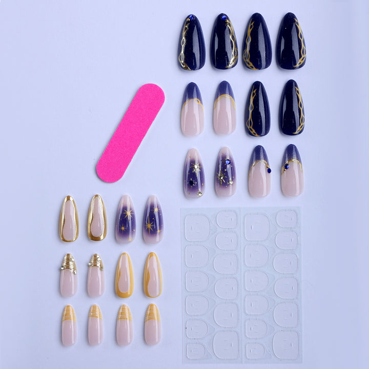 Artificial nails with elegant gold accents Bowlift