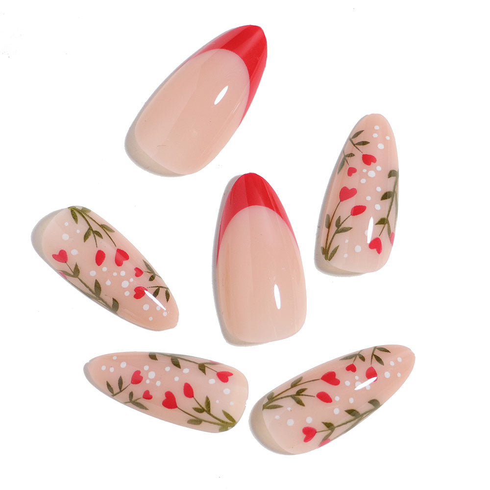 Decorative Floral Press-On Nails Bowlift