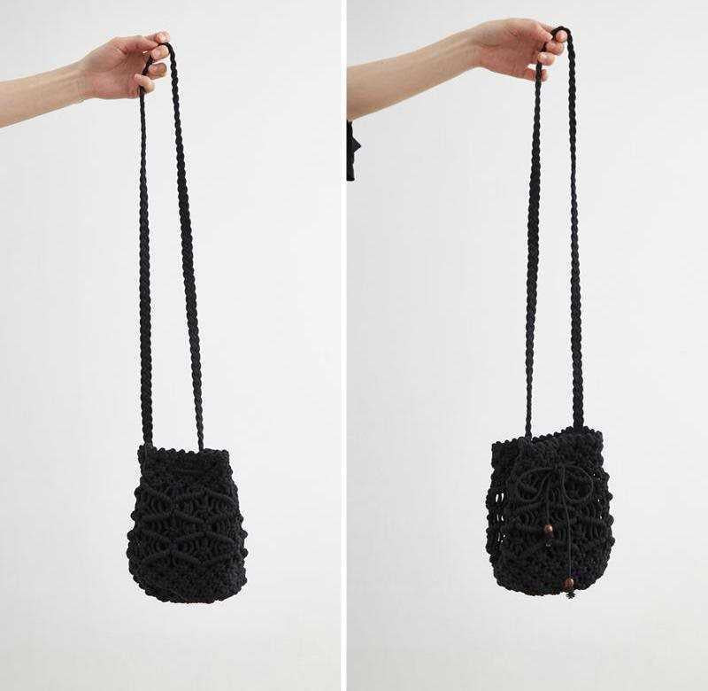 Macrame Messenger Bag with Decorative Pattern Bowlift