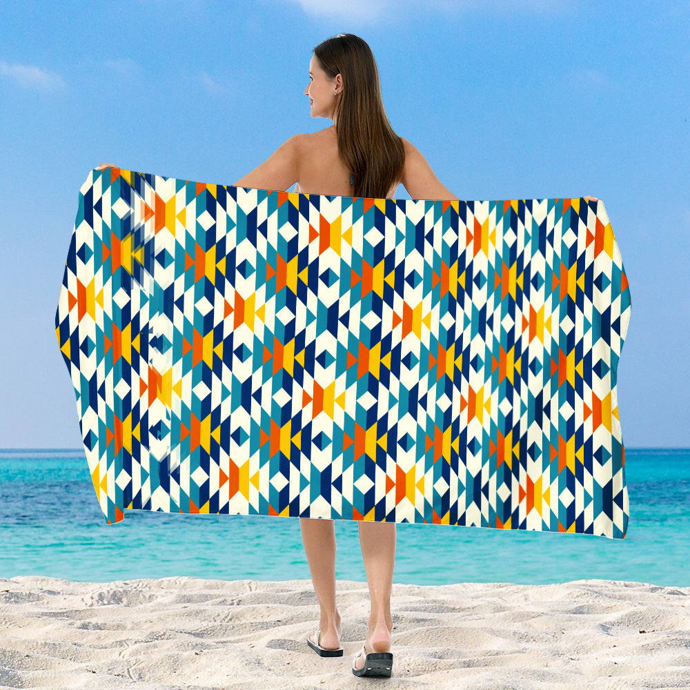 generously cut beach towel with elegant mosaic design Bowlift