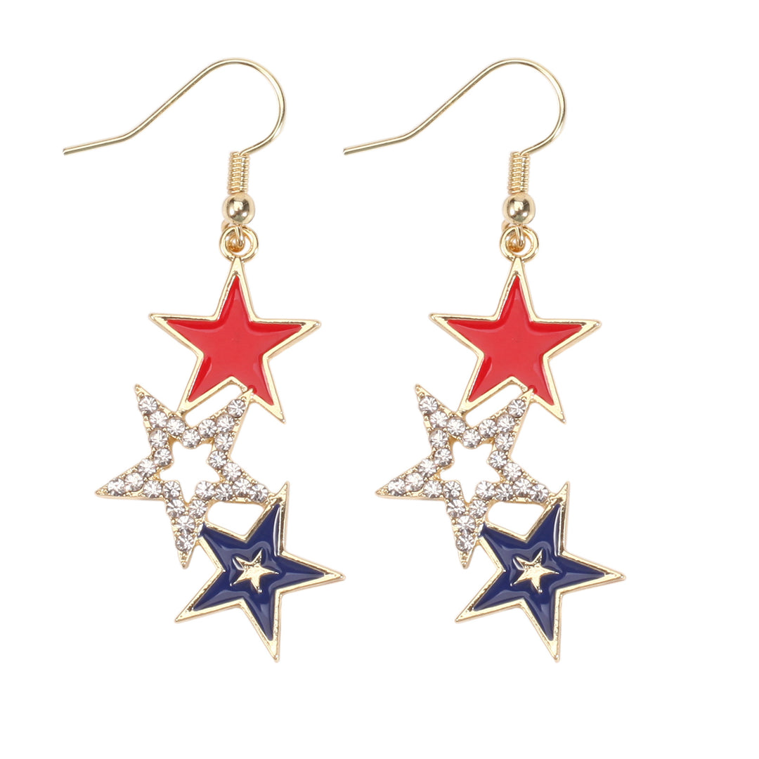 Women's filigree earrings in flag design with crystal stripes and enamel trim Bowlift
