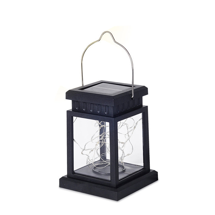 Rustic Hanging Solar Lantern With Flickering LED Candle And Waterproof Glass Panels Bowlift
