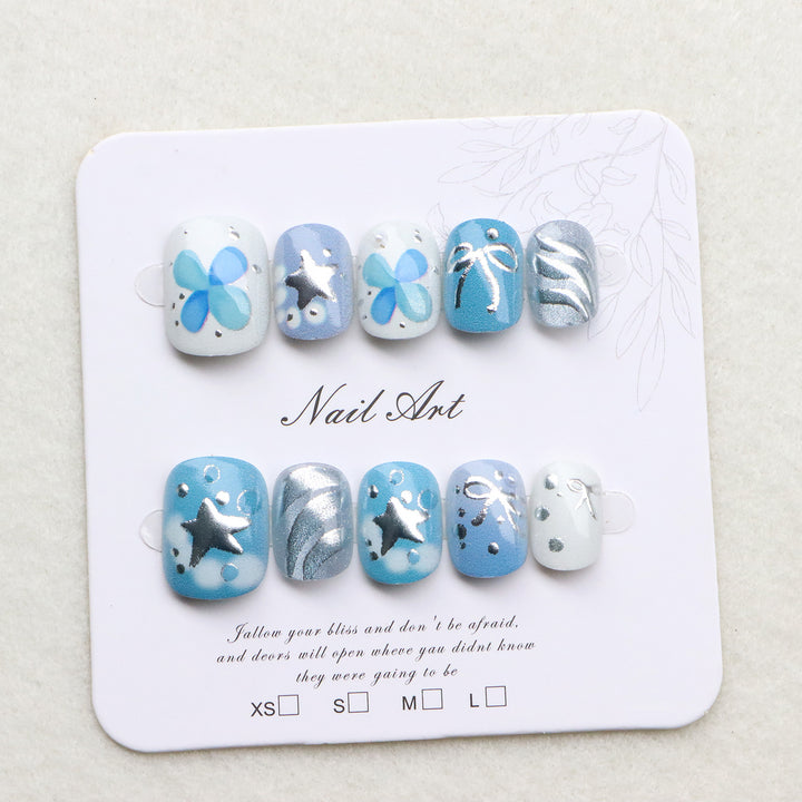 Artistic Star and Bow Press-On Nail Set Bowlift
