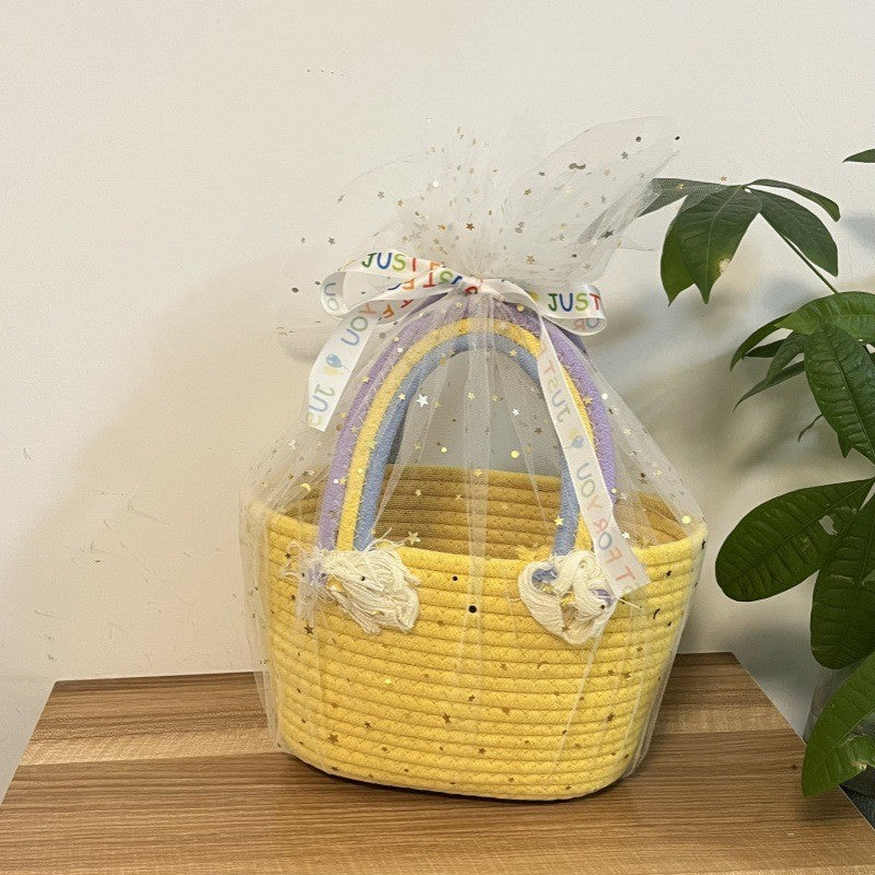 Women's handmade basket bag with color-coordinated handle accents Bowlift