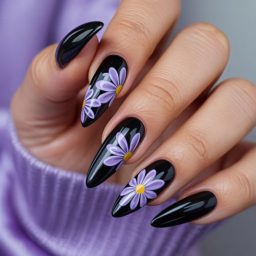 Artificial nails with floral patterns and elegant design Bowlift