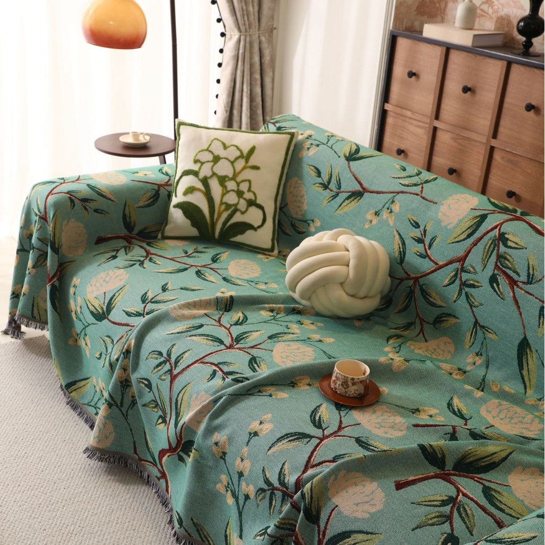 Artistic Floral Print Sofa Throw