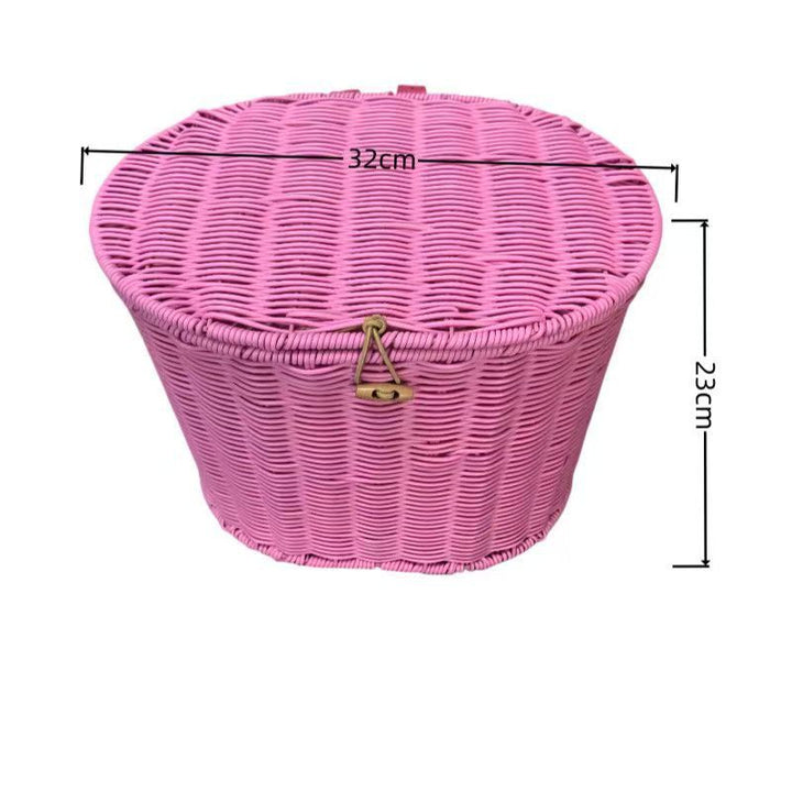 woven rattan front bicycle basket with universal handlebar mount Bowlift