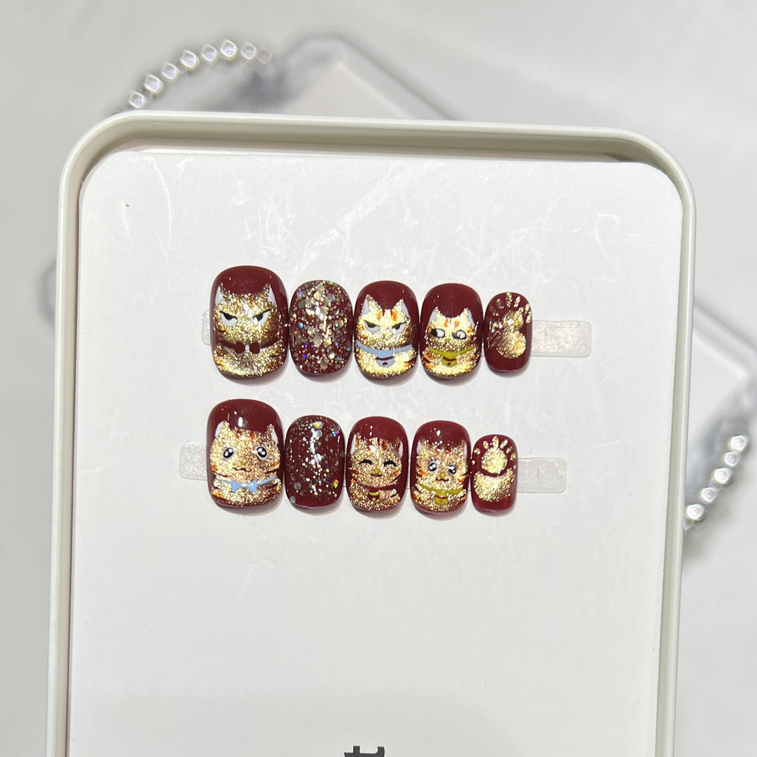 Decorative Cat-Themed Nail Art Set Bowlift