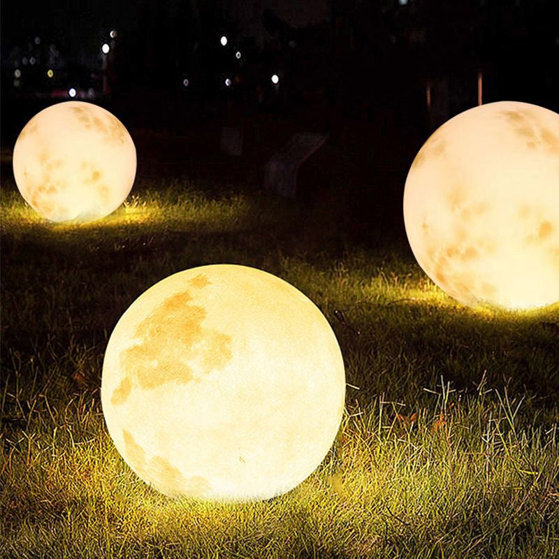 Outdoor moon sphere garden lamp solar powered rechargeable waterproof decorative orb light Bowlift