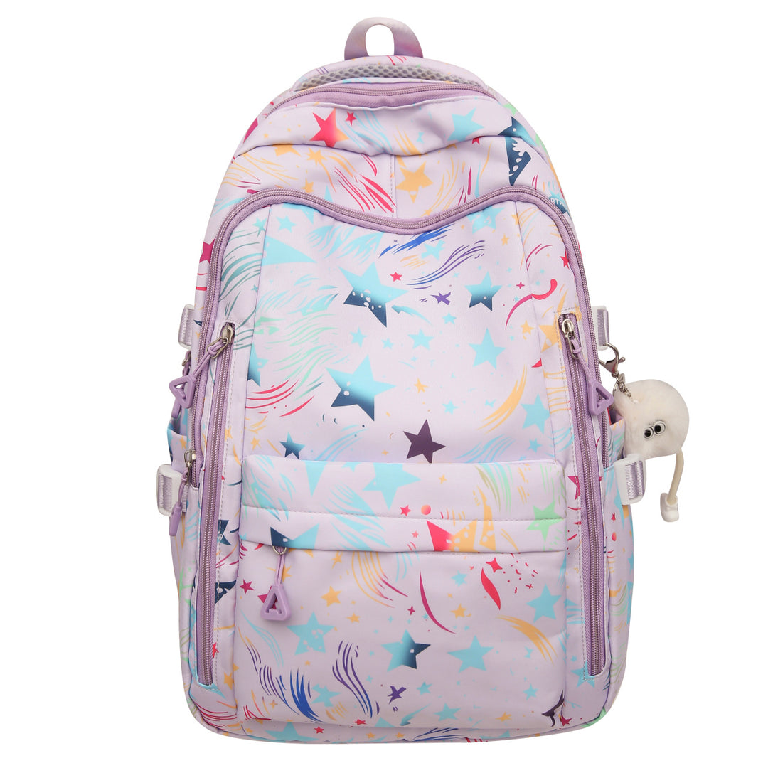 Backpack with Colorful Star Pattern and Innovative Storage Options Bowlift