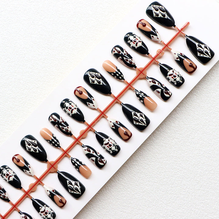 Artistic Press-On Nail Art Set with Intricate Patterns Bowlift