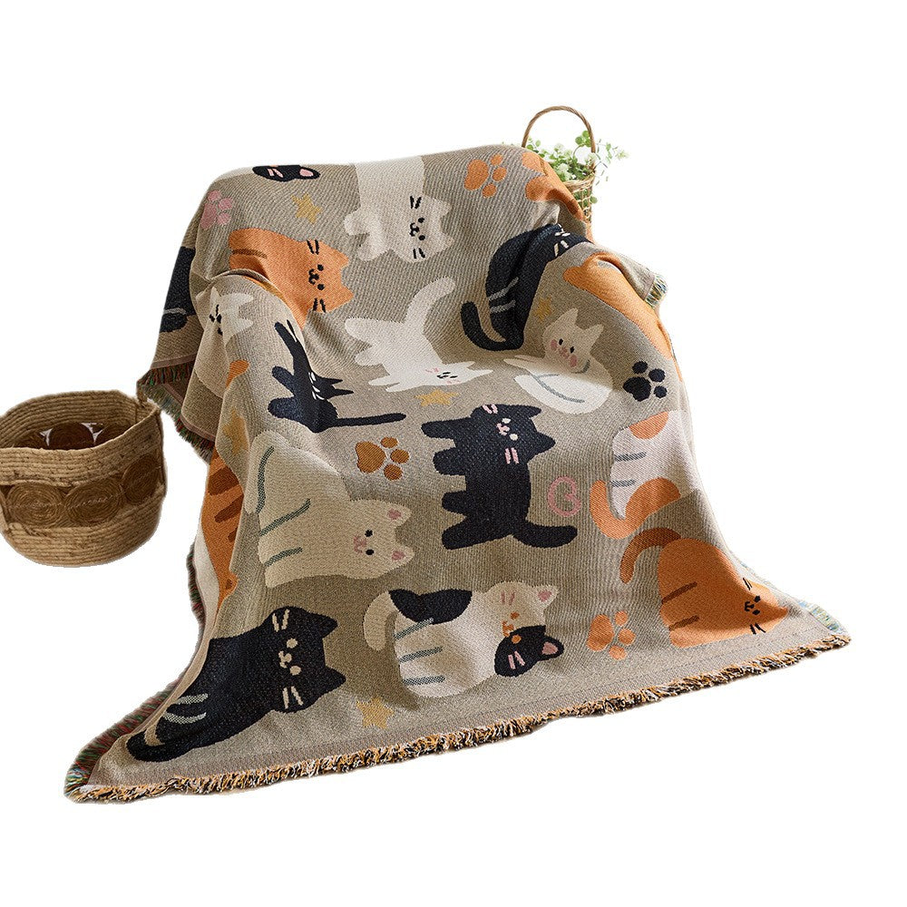 Playful Cat-Themed Throw Blanket