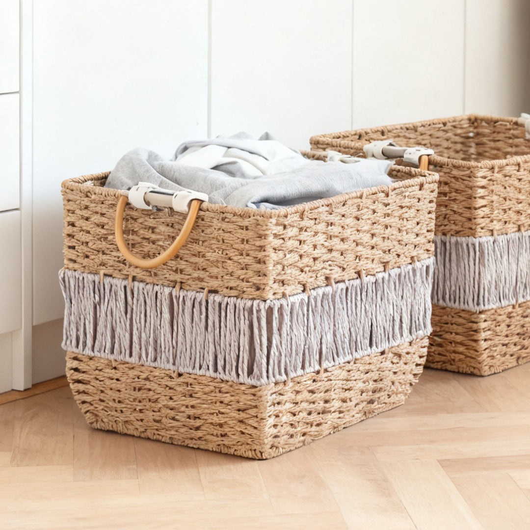 Handmade storage basket with fringes Bowlift