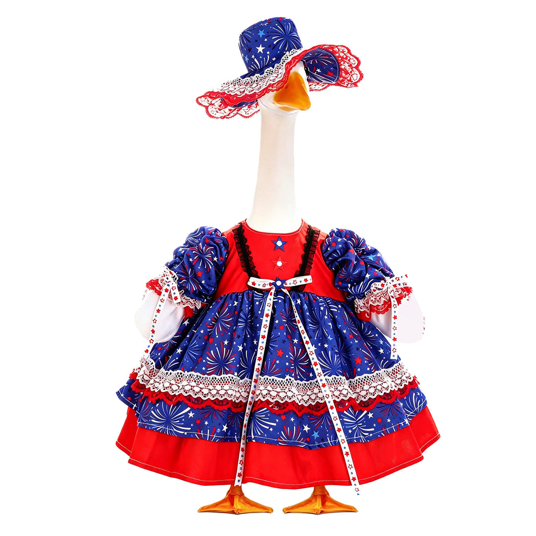 Unisex decorative fabric gander with patriotic costume and removable top hat Bowlift