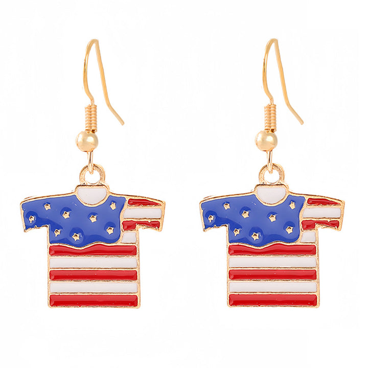Women's nan patriotic horseshoe enamel dangle earrings with star-accented design and fishhook findings Bowlift