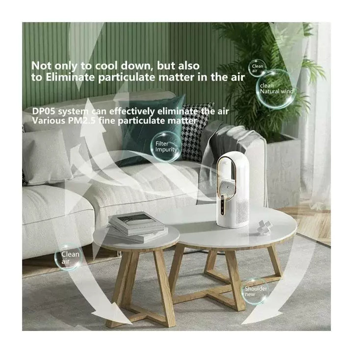 Unisex One size bladeless evaporative tower fan and humidifier with touch LED display and brushless motor Bowlift