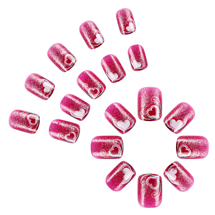 Heart-Themed Glitter Nail Art Set Bowlift