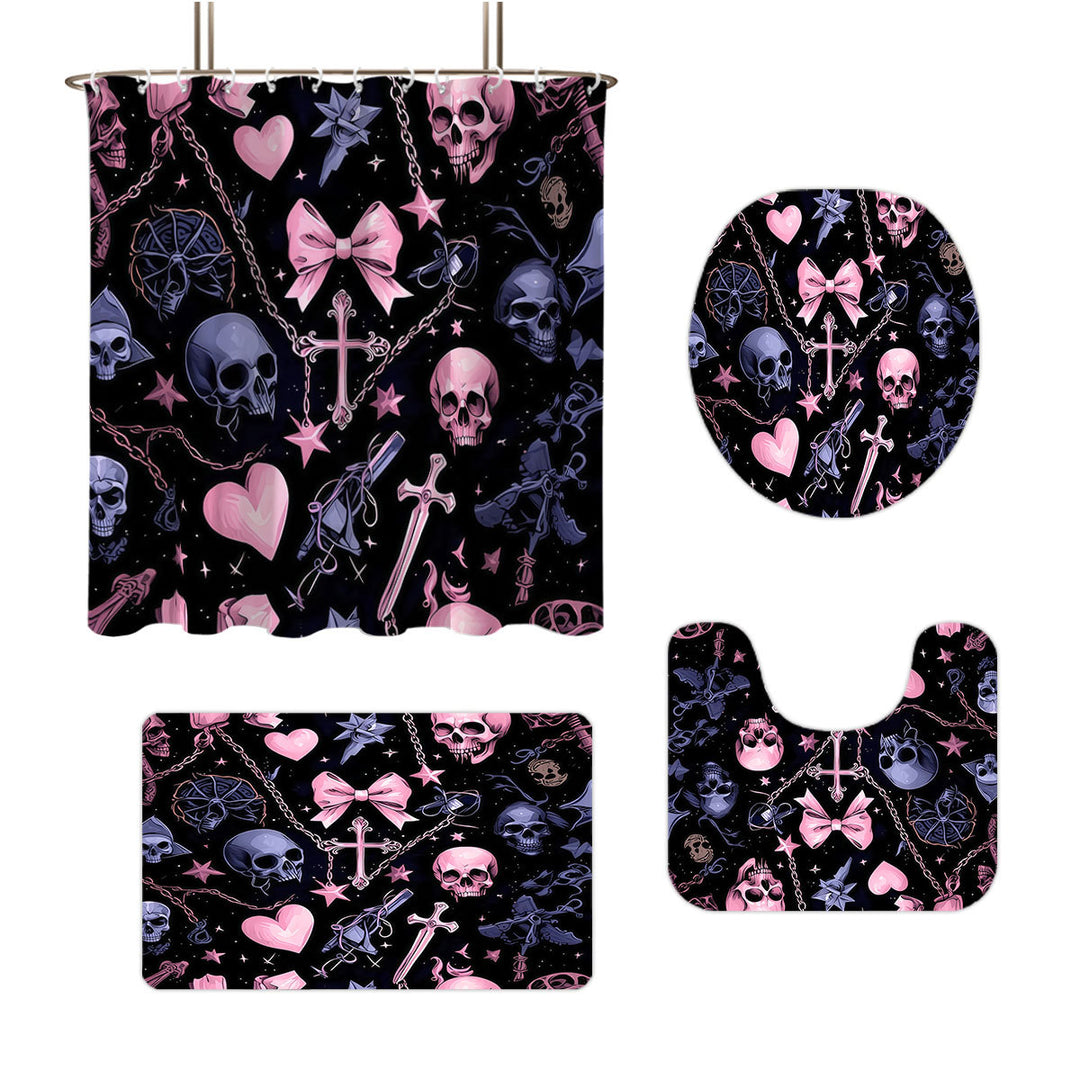 Artistic Skull and Floral Themed Bathroom Set Bowlift