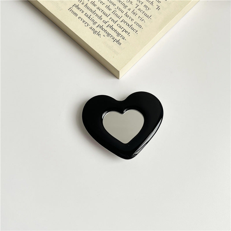 Portable Flower-Shaped Compact Mirror With Acrylic Checkered Frame