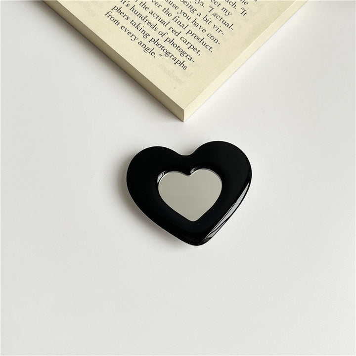 Portable Flower-Shaped Compact Mirror With Acrylic Checkered Frame