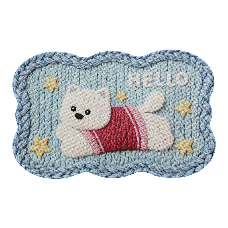 Adorable Embroidered Bear Bath Mat Bowlift