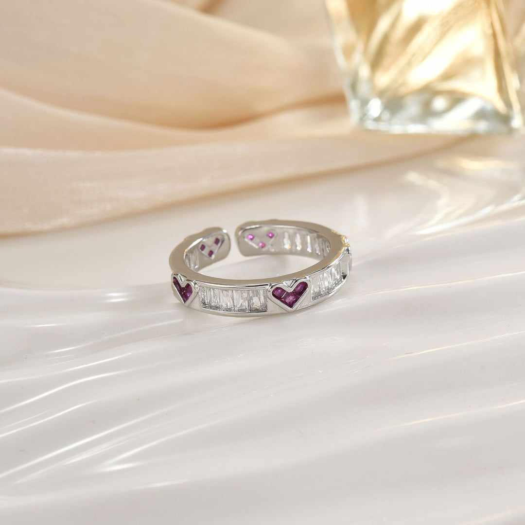 Double-Band Heart Halo Ring With Pavé Accents