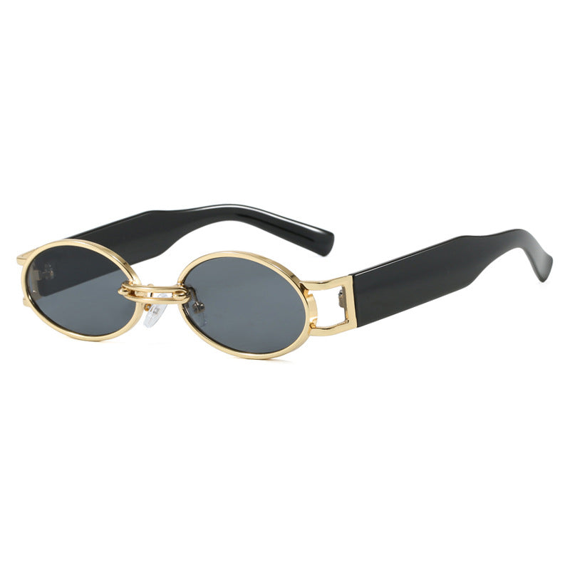 Women oval-shaped sunglasses with golden accents and stylish frame Bowlift