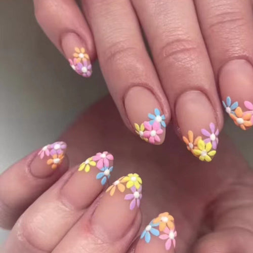 Floral Design Press-On Nail Set Bowlift