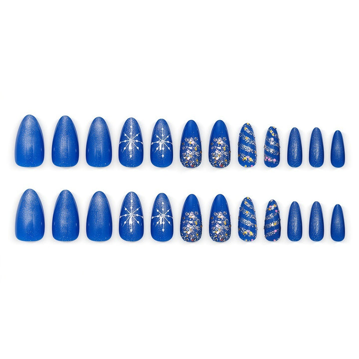 Glamorous artificial nails with glitter and pattern design Bowlift