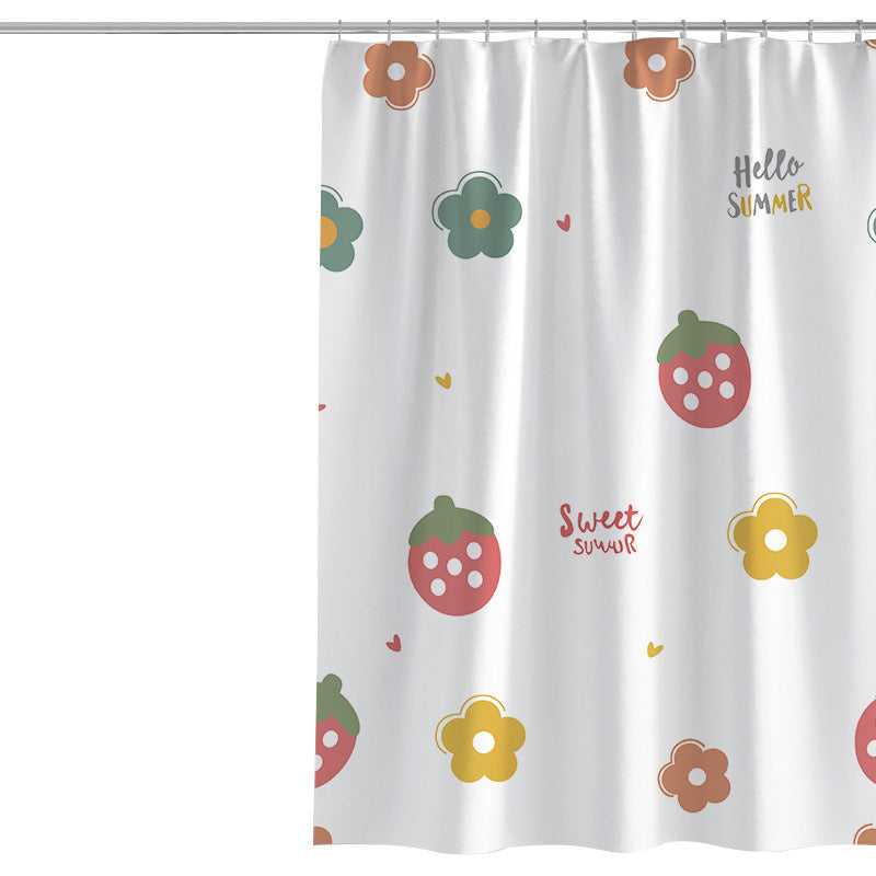 Women's Playful Summer-Themed Shower Curtain Bowlift
