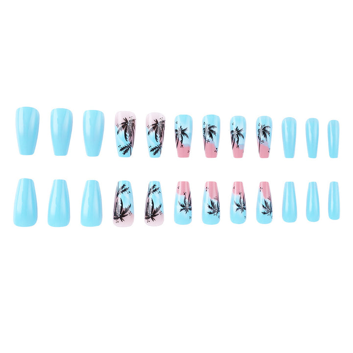 Artistic Tropical Island Press-On Nail Art Bowlift