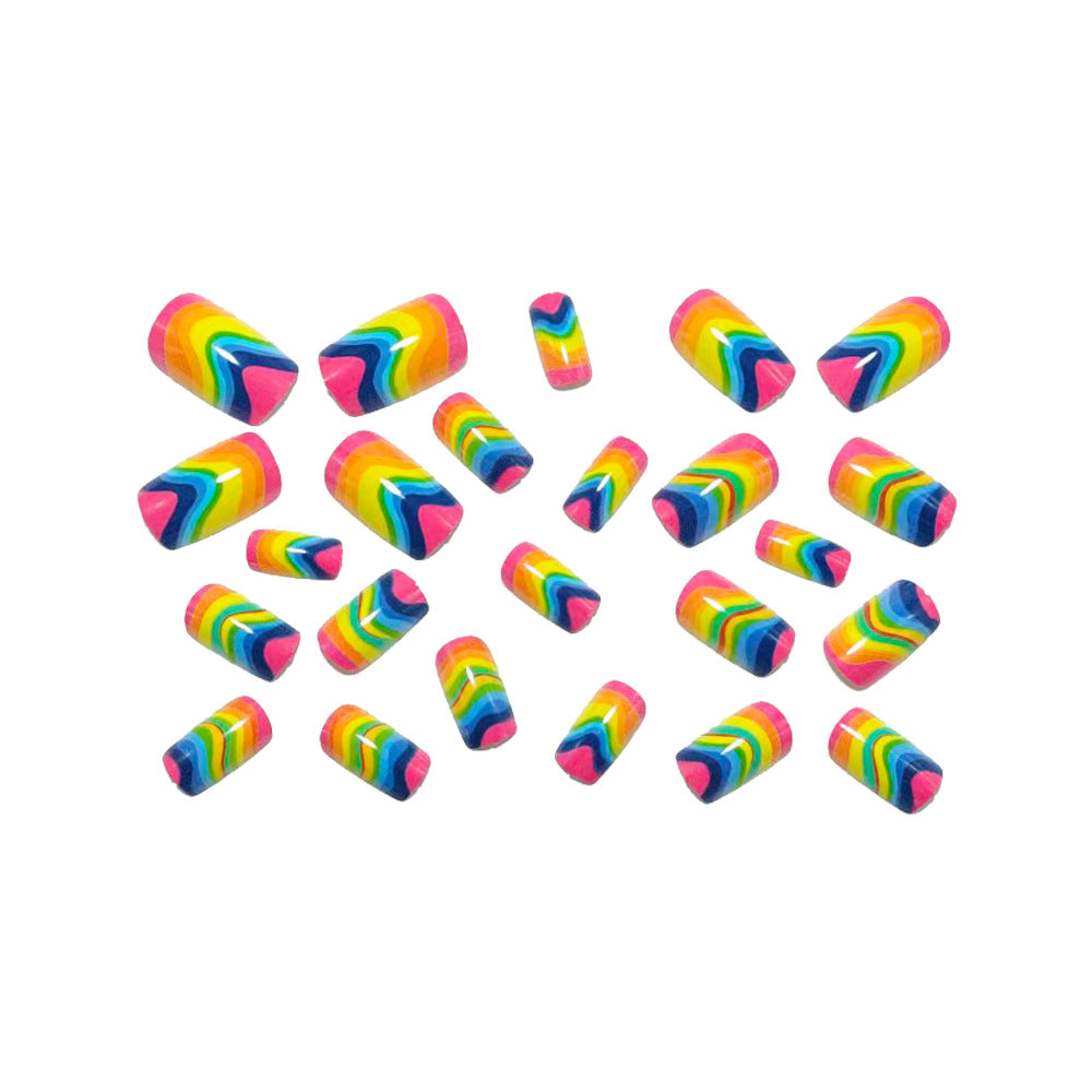 Artificial Nails in Creative Rainbow Design Bowlift