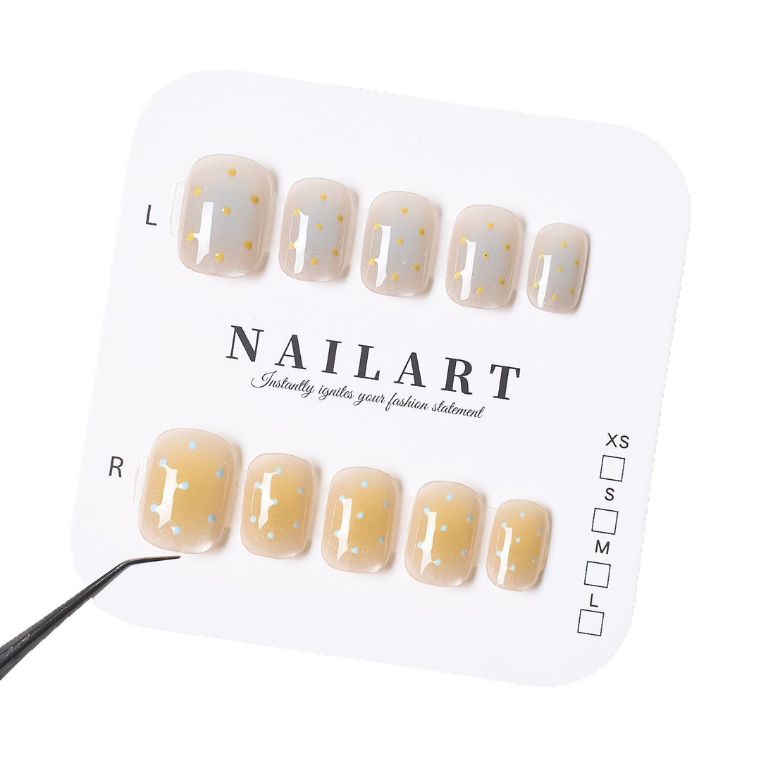 Artistic Press-On Nail Set with Whimsical Dot Designs Bowlift