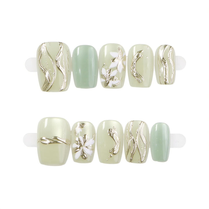 Elegant Decorative Press-On Nail Set Bowlift