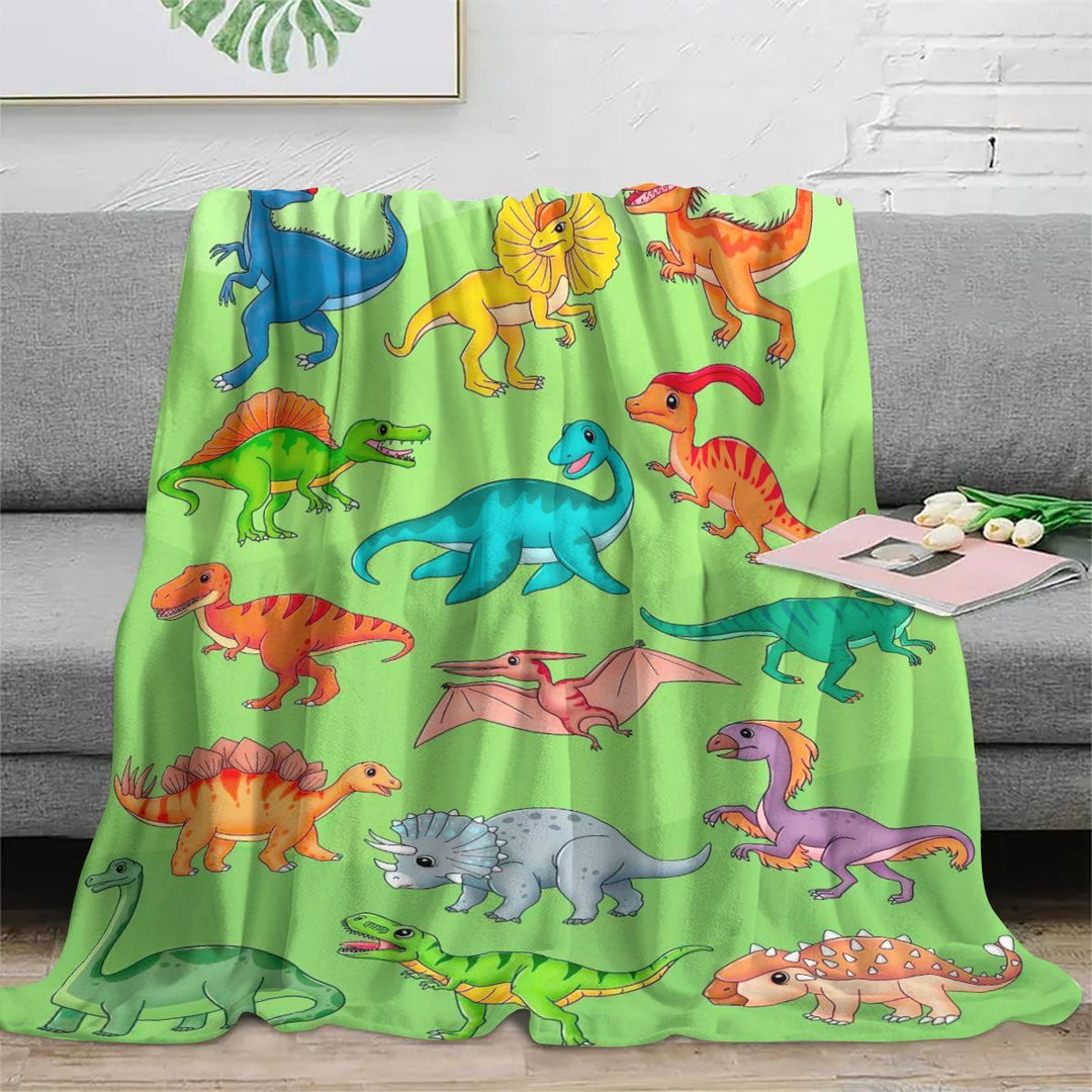 Dinosaur-Themed Plush Throw Blanket