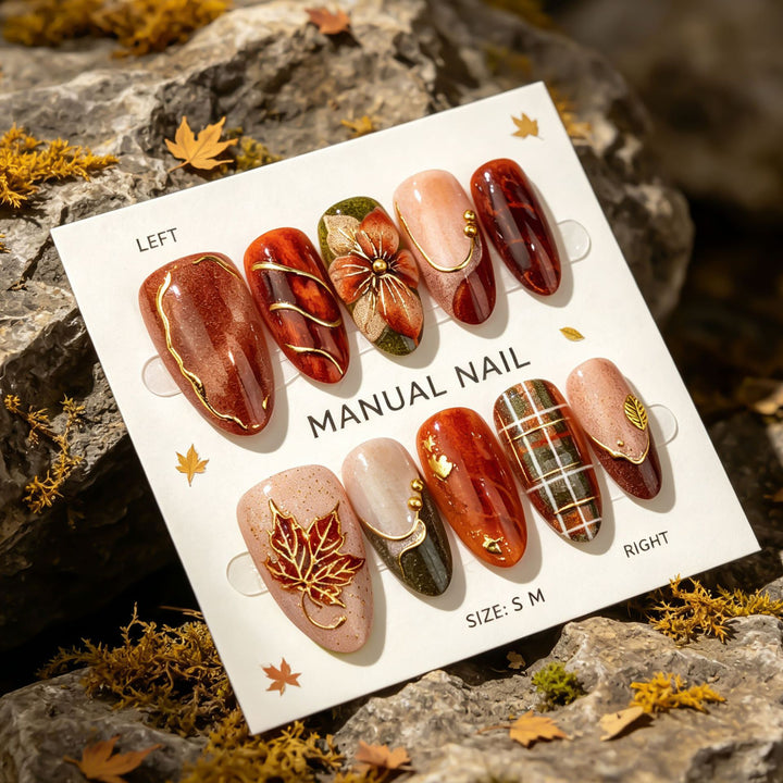 Autumn-Inspired Manual Nail Art Set