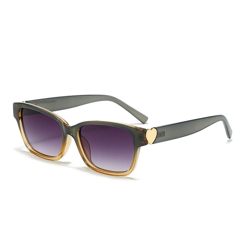 Women's fashionable square sunglasses with heart accents Bowlift