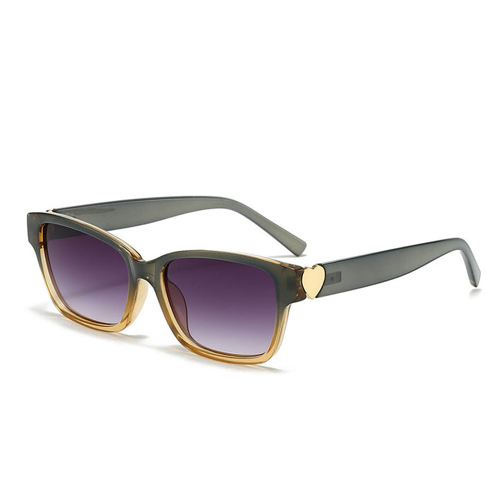 Women's fashionable square sunglasses with heart accents Bowlift