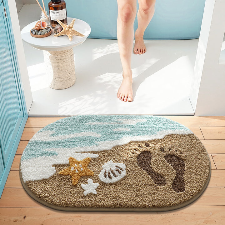 Turtle-Themed Plush Bath Mat Bowlift